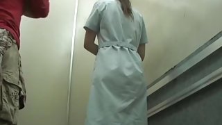 Exciting Japanese sharking action in the lift