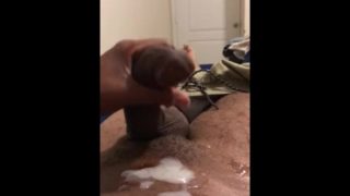 Black male jacks off til he cums
