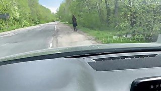 I rented a beautiful prostitute on the road. Fuck her in the car and cum inside her.DanaKiss