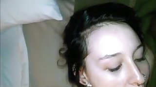 girl with original pussy piercing fucks and gets a facial