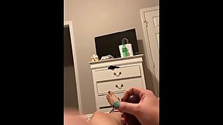 Tranny wears a strap-on (POV)