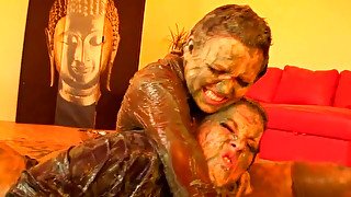 Trio of kinky Euro bitches organize cat fight in art canvases