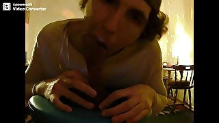 sissy boy sloppy sucking and riding dildo :*