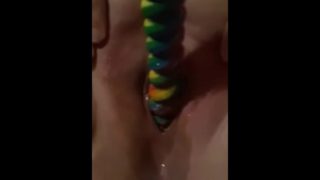 Sticking lollipop in my pussy 