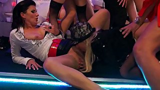 Tasty looking white bitches get their cunts tongue fucked in group sex video