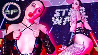 Sexy Vixen In Leather Dances And Flashes