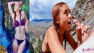 Naughty Waterfall Striptease and Cliffside Sex