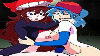 Friday Night Funkin Animation GF Lullaby & BIG - Sister Rubbing & Fingering Their Tits & Asses