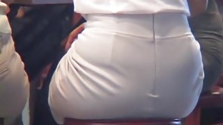 Girls in stockings get their candid asses admired