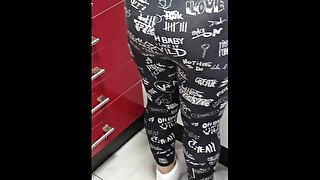 Step mom in leggings help step son jerk off fucking in the kitchen