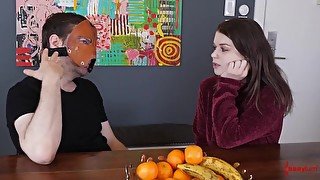 Fetish babe chatting behind the scenes