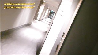 Risky Public Sex around the Hotel, Cum Over My Ass in the Corridor