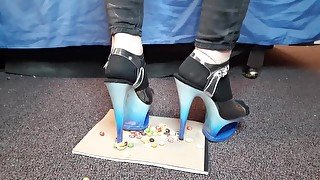 Ball crushing fantasy POV with stilettos and skittles