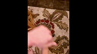 Playing with my dick in front of the mirror.