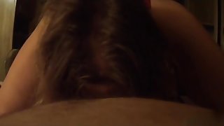 My pregnant girlfriend giving me a hand job and a blow job.