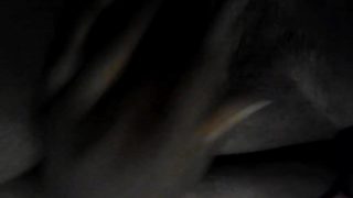 Freaky ebony plays with pussy with company in the house