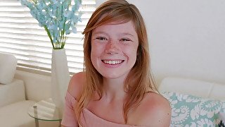 Cute Teen Redhead with Freckles Orgasms during Casting