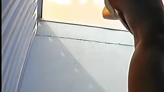 Small bikini booty on the beach change cabin spy cam