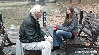 Old white-haired man fucks fresh and naive Jenny Noel