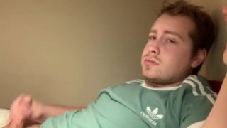 Tattooed man trying to get his dick up for hard masterbation big cumshot