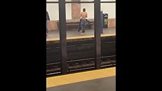 Butt naked Fulton street train station