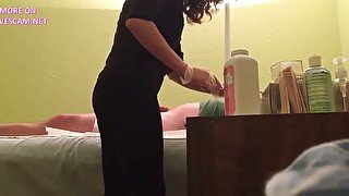 Hidden Cam At Wax Salon Girl Rubs Hard Dick Of Customer