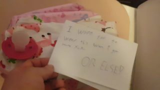 Pink diaper and self spanking