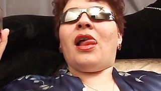 Fat russian mature masturbates