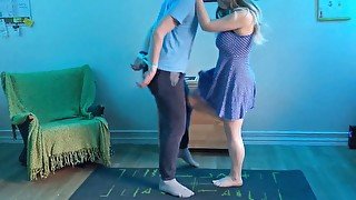 Tying up his hands to Bust his Balls  Amateur ballbusting couple kicks knees