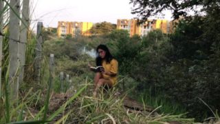 Stranger Spies on MadyMonroe while she masturbates, ends playing with her.