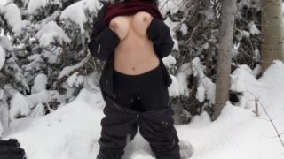 Anna/cockasiancunt stripteases and falls on her ass in snow.