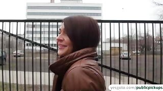 Beautiful Alexis Brill sucks a stiff cock in public in exchange of cash