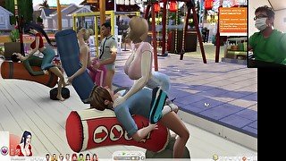 The Sims 4:6 people on the boxing sandbag crazy sex