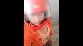Biker girl takes pit stop and piss - Angel Fowler