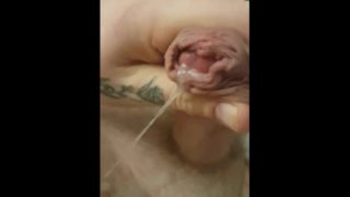 Watch my man finish himself. Close up lots of CUM