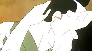 Japanese cartoon couple makes sweet love