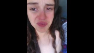 Pink Teary Eyed Sucks on Big Dildo Play Toy Lick Gags Chokes Blowjob