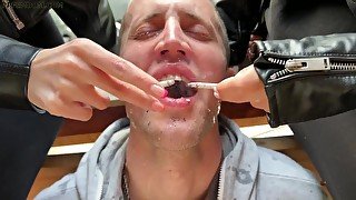 Double Femdom Human Ashtray And Spitting Outdoor With Sofi And Kira