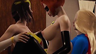 Supergirl & Wonder Woman (futa, japanese) X Helen Parr (Incredibles Elastigirl) Theesome