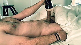 Big dick Intense masturbation with my toy, morning self pleasure, cumshot at the end