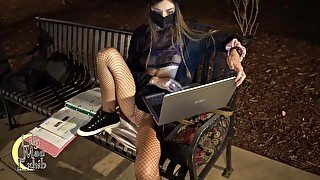 Lily Mae getting naughty doing homework outside in the park