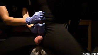 Femdom Milking Hard Cock with Oil and Gloves - Trailer