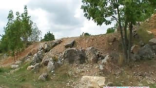 Skinny bitch having hard sex on the mountain part two