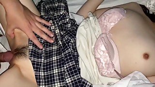 県立商業科②吹奏楽部。苗條少女の薄毛まんこに2連続中出