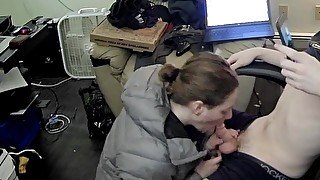 College Loser Paints Heather Kane's Patagonia Puffy Jacket White with Cum!