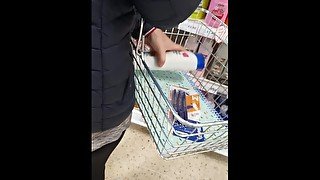 Step mom night date in supermarket with step son and fuck behind shelfs