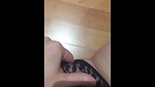 Caught mom fucking so I put on her panties and squirted on them while Iistening