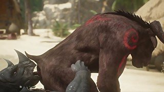 Minotaur Cums A LOT From Being Fucked by Rhino (Gulhragg)  Wild Life Furry