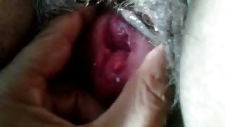 My wife's hairy pussy is disgusting but I love playing with her pussy