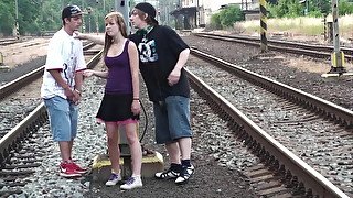 Amateurs fuck on train tracks